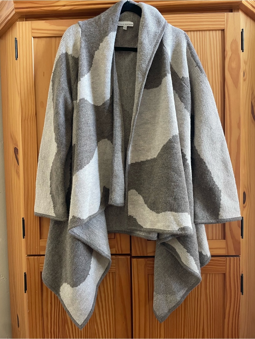 Bryn Walker Open Alpaca  Asymmetrical Sweater Wrap Taupe - Size Large